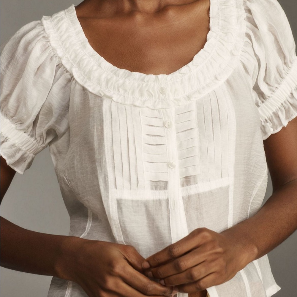 Pilcro Short-Sleeve Sheer Silky Blouse